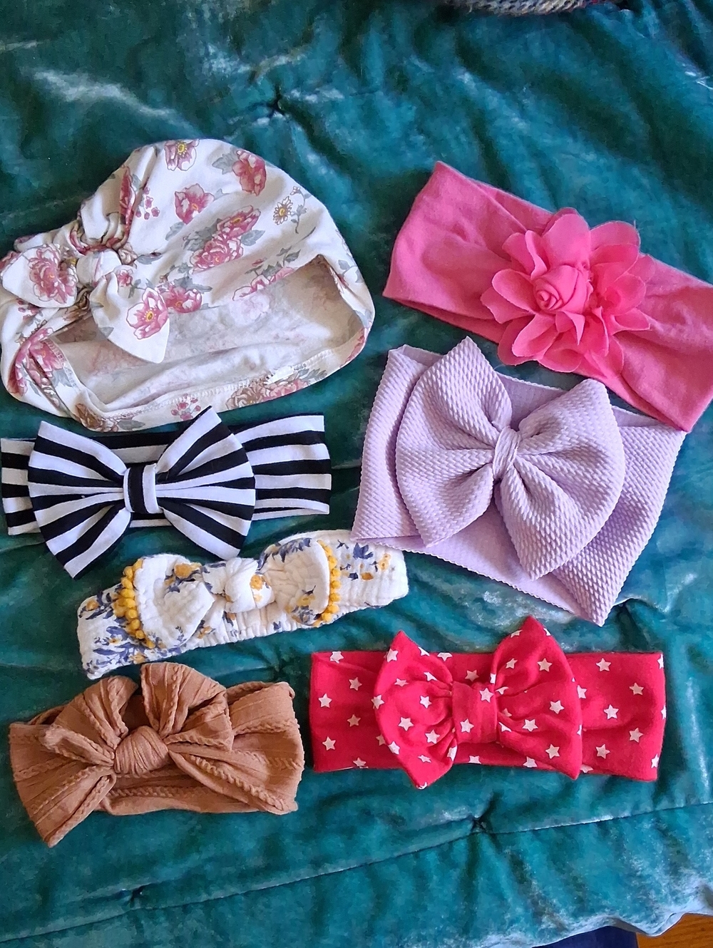 Girls Mixed Pattern Headband Set - 6 Headbands & 1 Hat